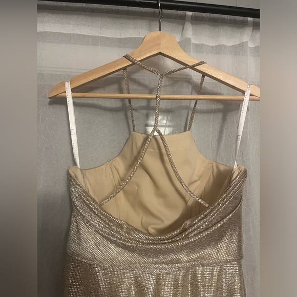 Hayley Paige Gold Liquid Metallic Dress - Picture 6 of 10